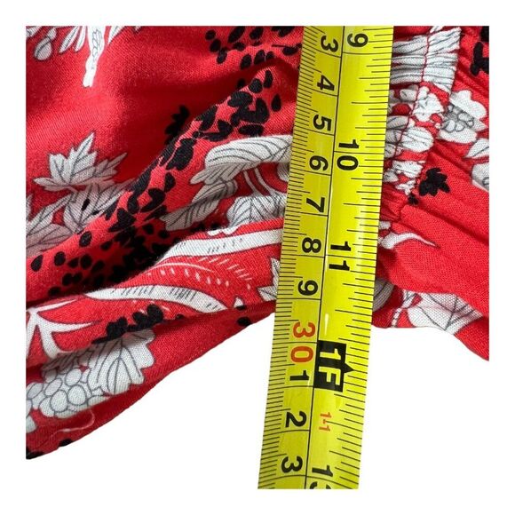 Aakaa Red Sexy Summer Floral Deep V Neck High Low Flowy Front Tie Maxi Dress S - Picture 15 of 16